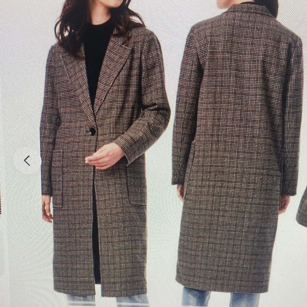 Bernardo Microhoundstooth Wool Duster Coat Size XXL